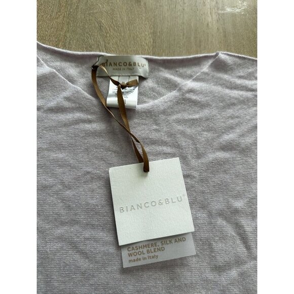 Bianco & Blue Lavender Boatneck Sweater Cashmere Silk Wool Blend Medium - Picture 2 of 6